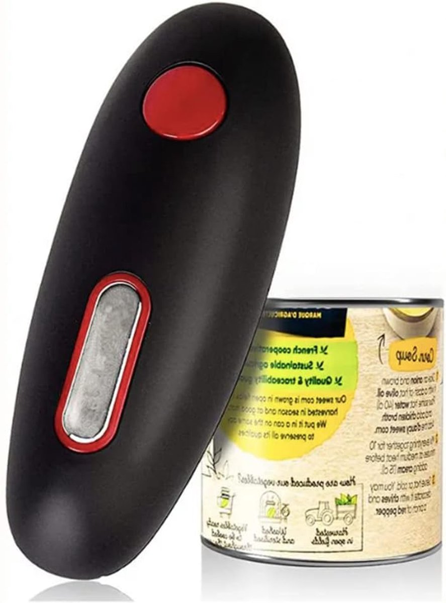 Elektrische Blikopener - Potopener Automatisch - Keuken Gemak - Compact Draagbaar - 16.5 cm - Zwart