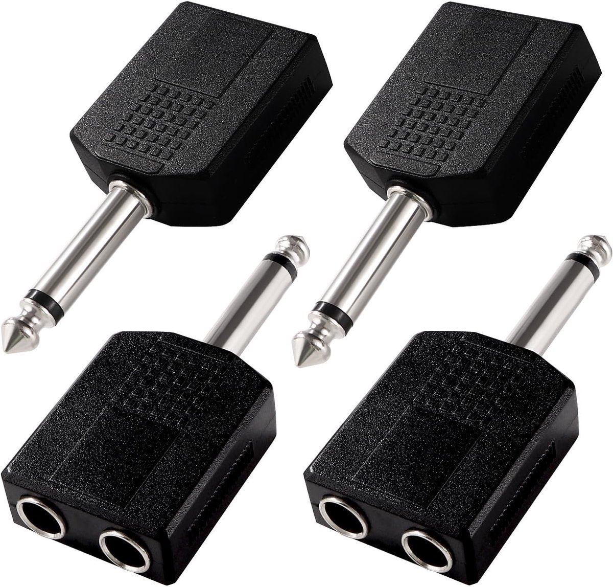 4 Stuks 6.35mm Jack Mono Audio Adapter Splitter - 6.35 mm naar 2x6.35 mm