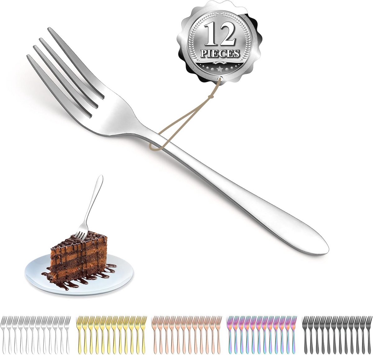 Dessert Vorken - 12 Stuks Roestvrij Staal 14cm voor Taart en Fruit