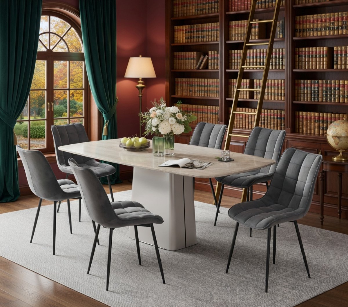 Luxe Fluwelen Eetkamerstoelen – Set van 4 – Moderne Comfortabele Design Stoelen met Rugleuning en Metalen Frame – Keukenstoelen, Bureaustoelen en Woonkamerstoelen – Ergonomisch, Duurzaam en Vloervriendelijk Novihome