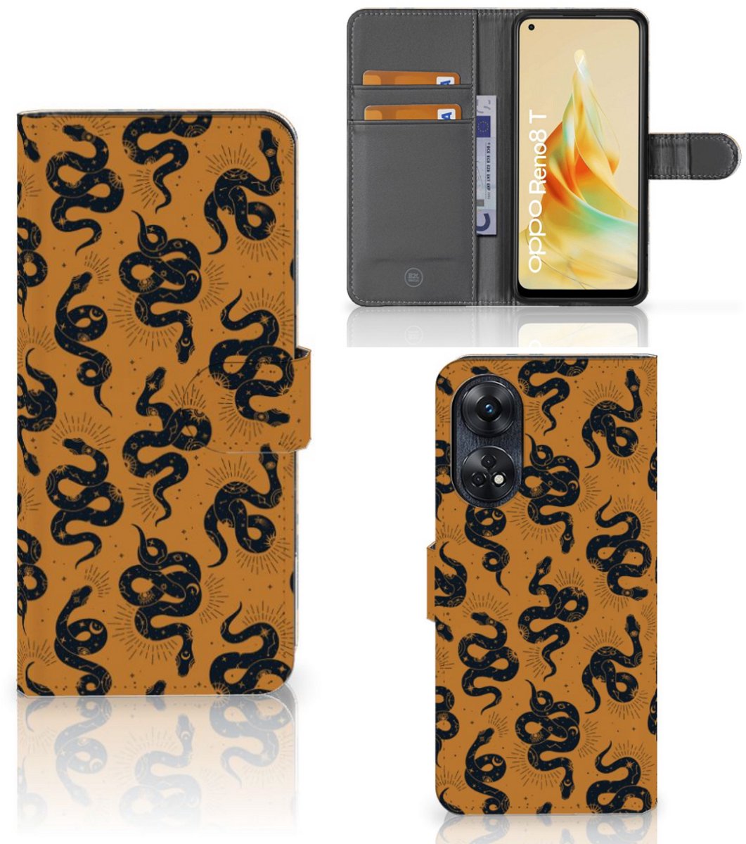 Telefoonhoesje met Pasjes voor OPPO Reno8 T 4G Snakes