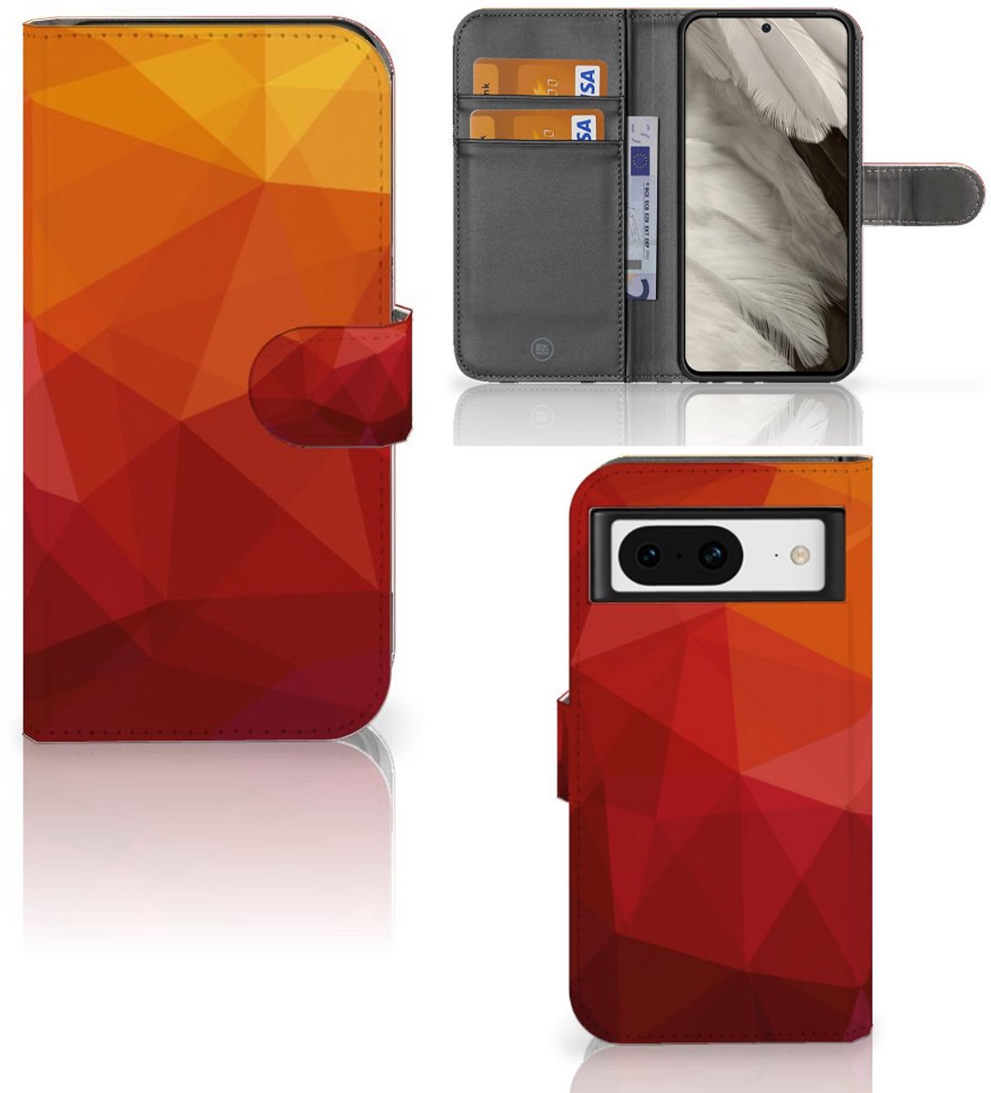 Boekhoesje voor Book Case voor Google Pixel 8 Polygon Red