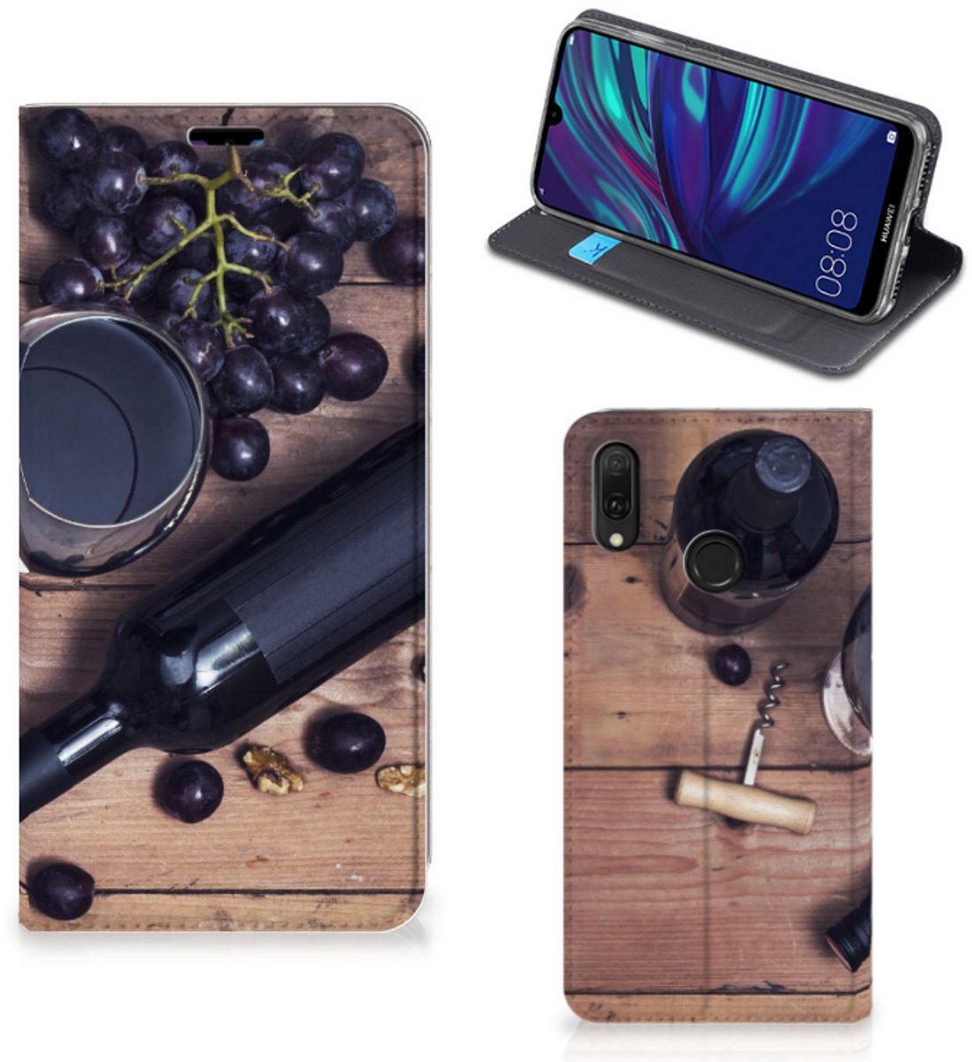 Huawei Y7 hoesje Y7 Pro (2019) Flip Style Cover Wijn