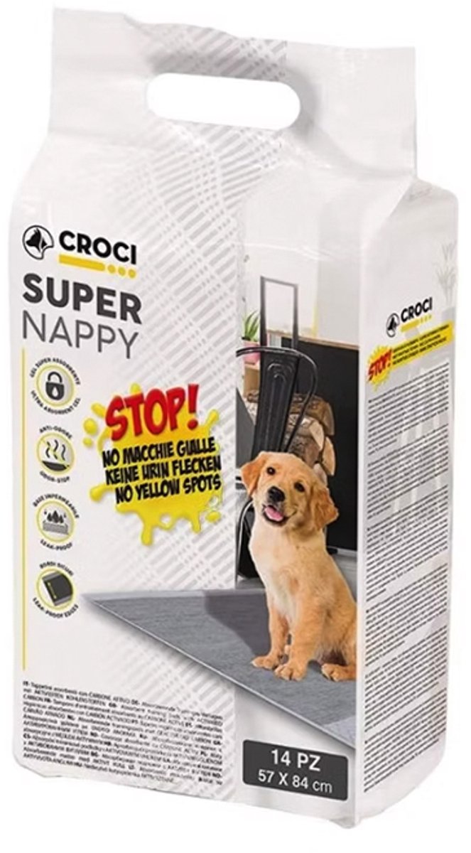 croci - ppads - puppy trainingsdoeken -zindelijkheidstraining -14 stuks - absorberend met geactiveerde carbon - 57 x 84 cm - klevende hoeken -