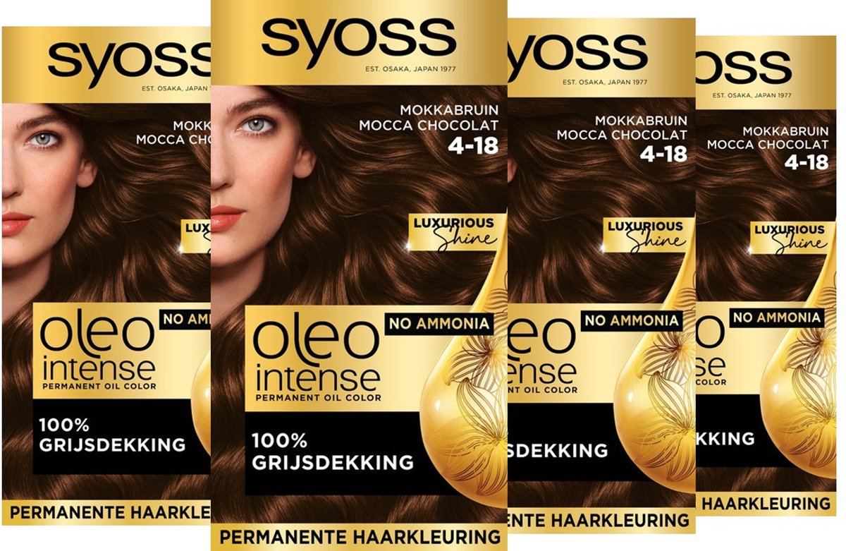 Syoss Haarverf - Oleo Intense 4-18 - Mokka Bruin - 4 Stuks