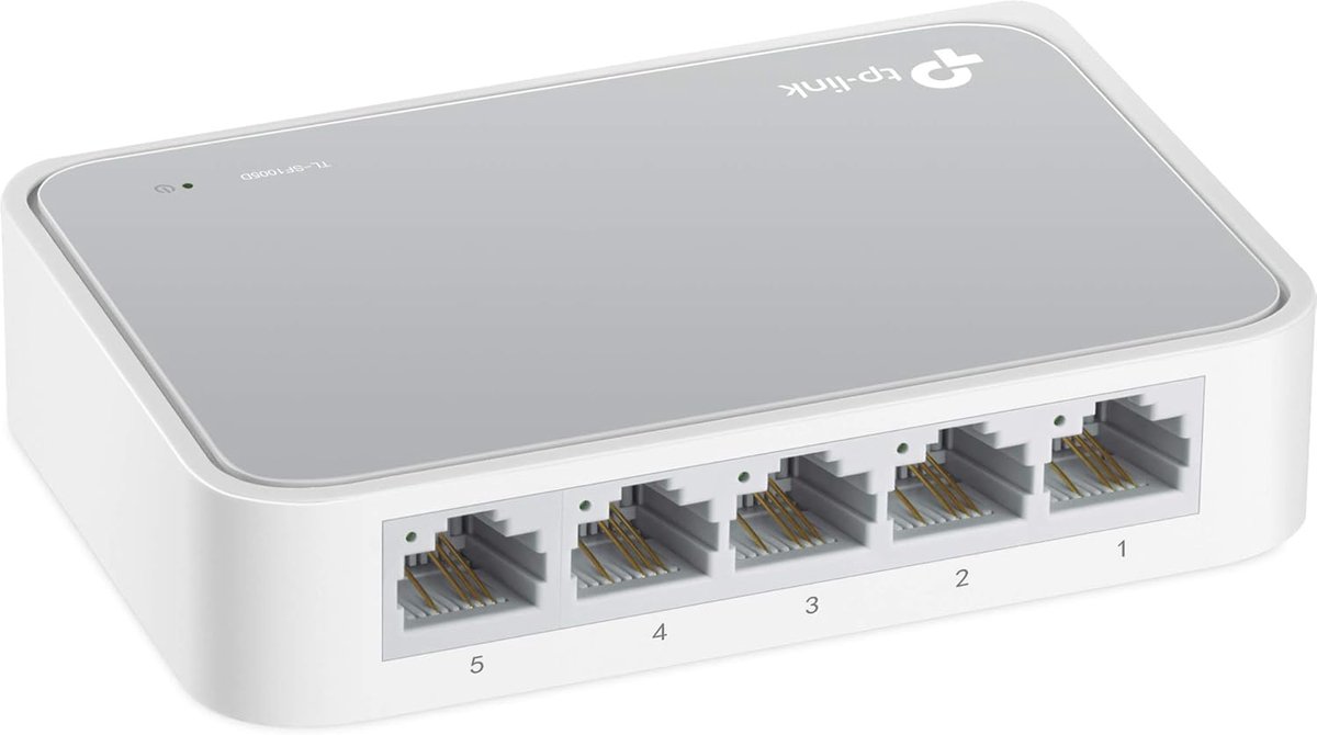 5-Poorts Ethernet Switch - Snelle Netwerkverbindingen zonder Ventilator (10/100 Mbit/s)