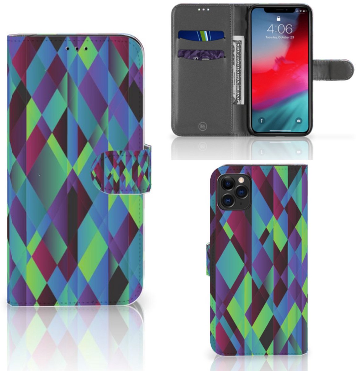 Apple iPhone 11 Pro Max Book Case Abstract Green Blue