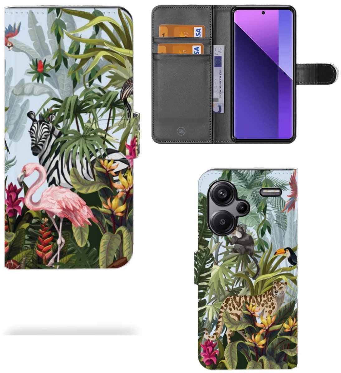 Telefoonhoesje met Pasjes voor Xiaomi Redmi Note 13 Pro Plus Jungle