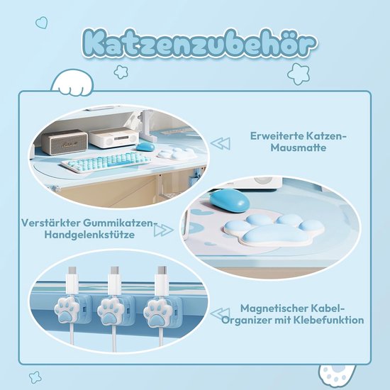 Schattig gaming bureau met koolstofvezel oppervlak en bekerhouder - PC werkplek 100 x 50 cm — afbeelding 2