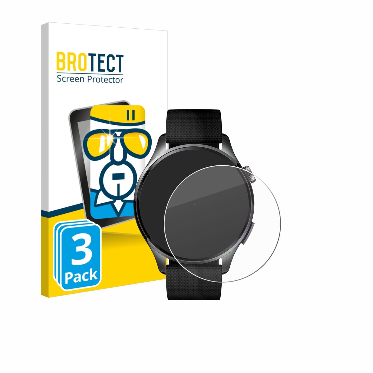 BROTECT - Glas Screenprotector voor Xiaomi Watch 5 (47 mm) - Gehard Beschermglas 9H 3 Stuks