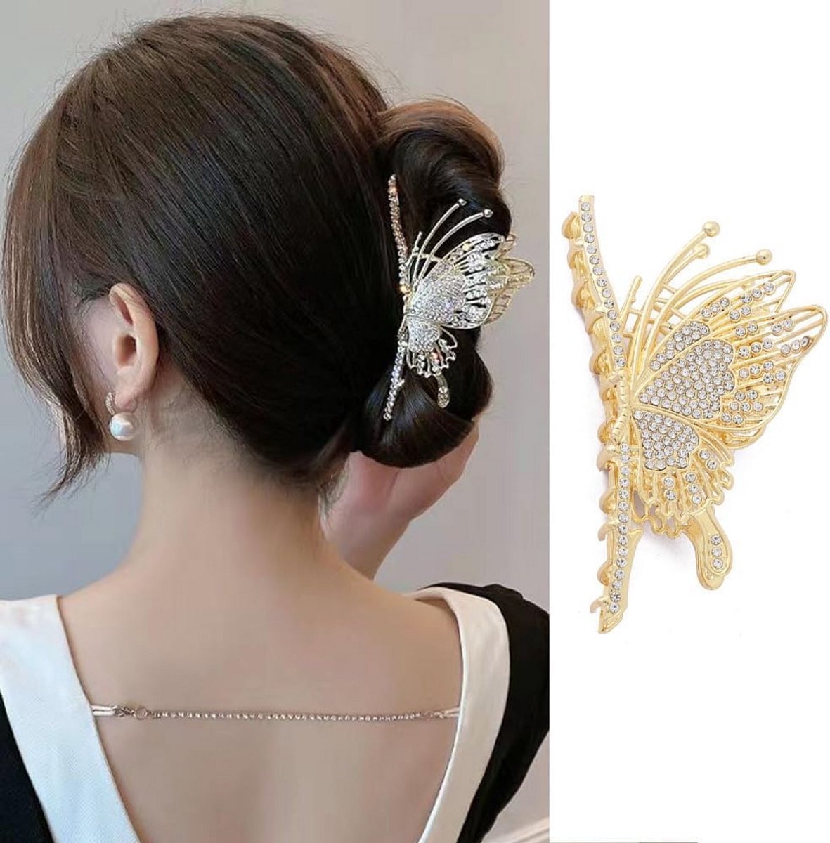 Grote Haarklem met Vlinderdesign - Haarklem voor Dames en Meisjes