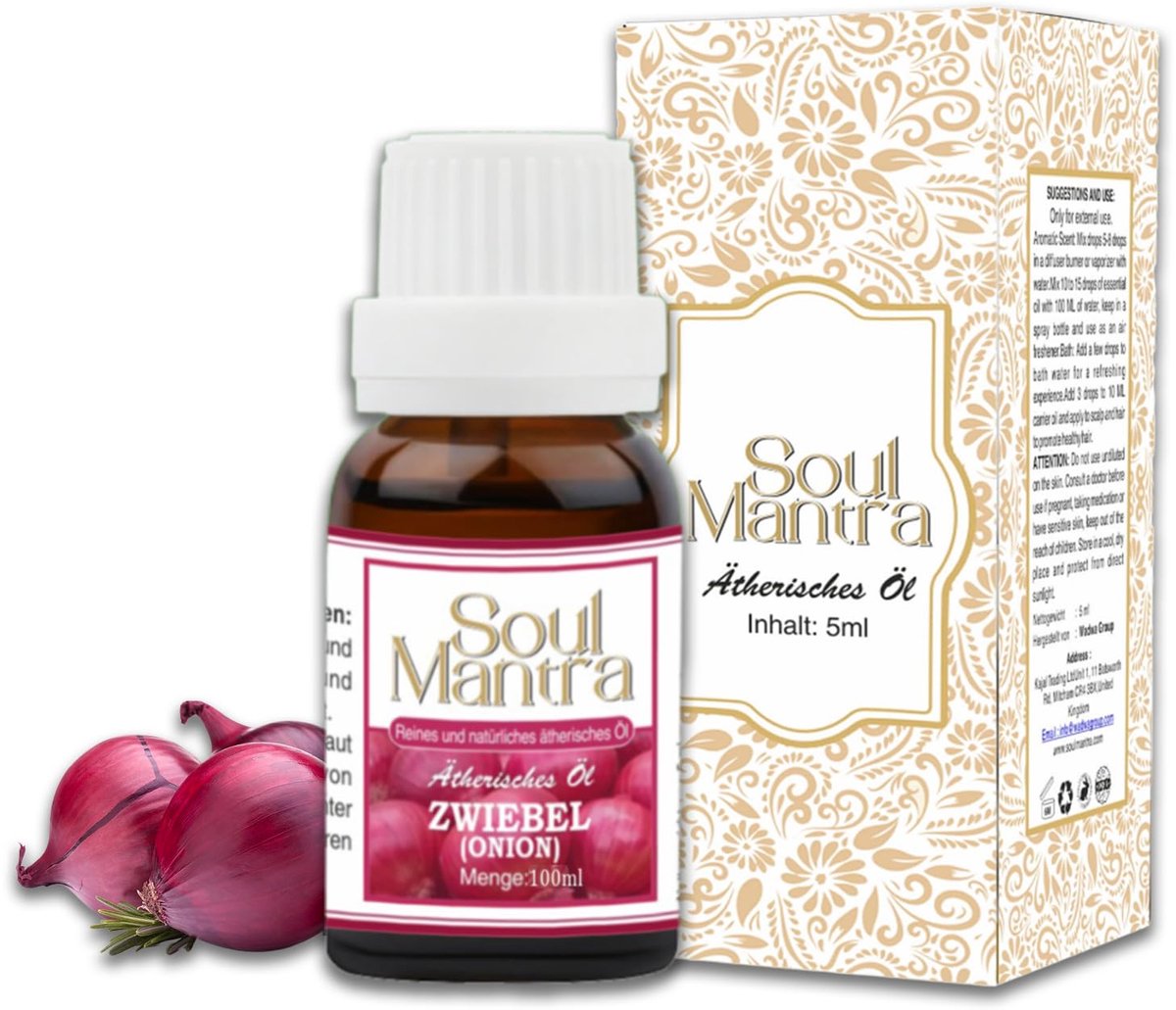 Soul Mantra Uienolie Essentiële Olie 100ml - 100% Puur - Voor Aromatherapie, Huidverzorging en Sterk Haar - Natuurlijke Etherische Olie met Kajal Sticker