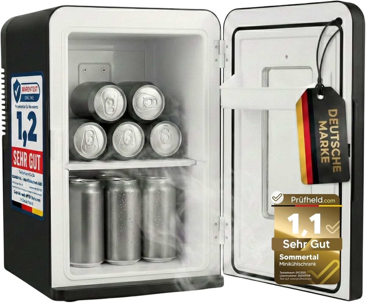 Sommertal KS15 Mini-Koelkast voor Koelen en Verwarmen Inhoud 15L AC voor stopcontact thuis en DC voor Auto 12V stille Bierkoelkast kleine Drankenkoelkast