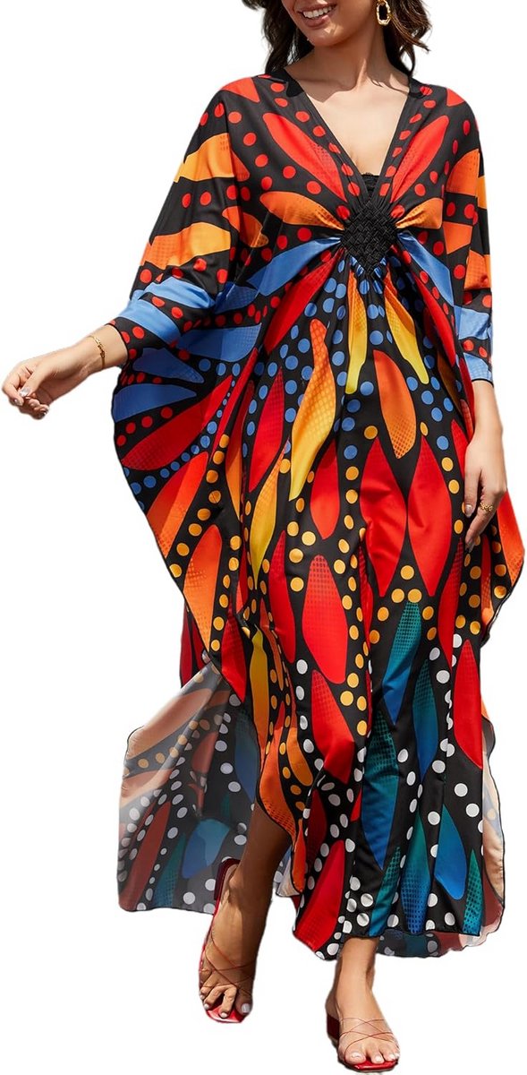 Lange Tie Dye Kimono Strandjurk & Badpak Cover-up voor Dames