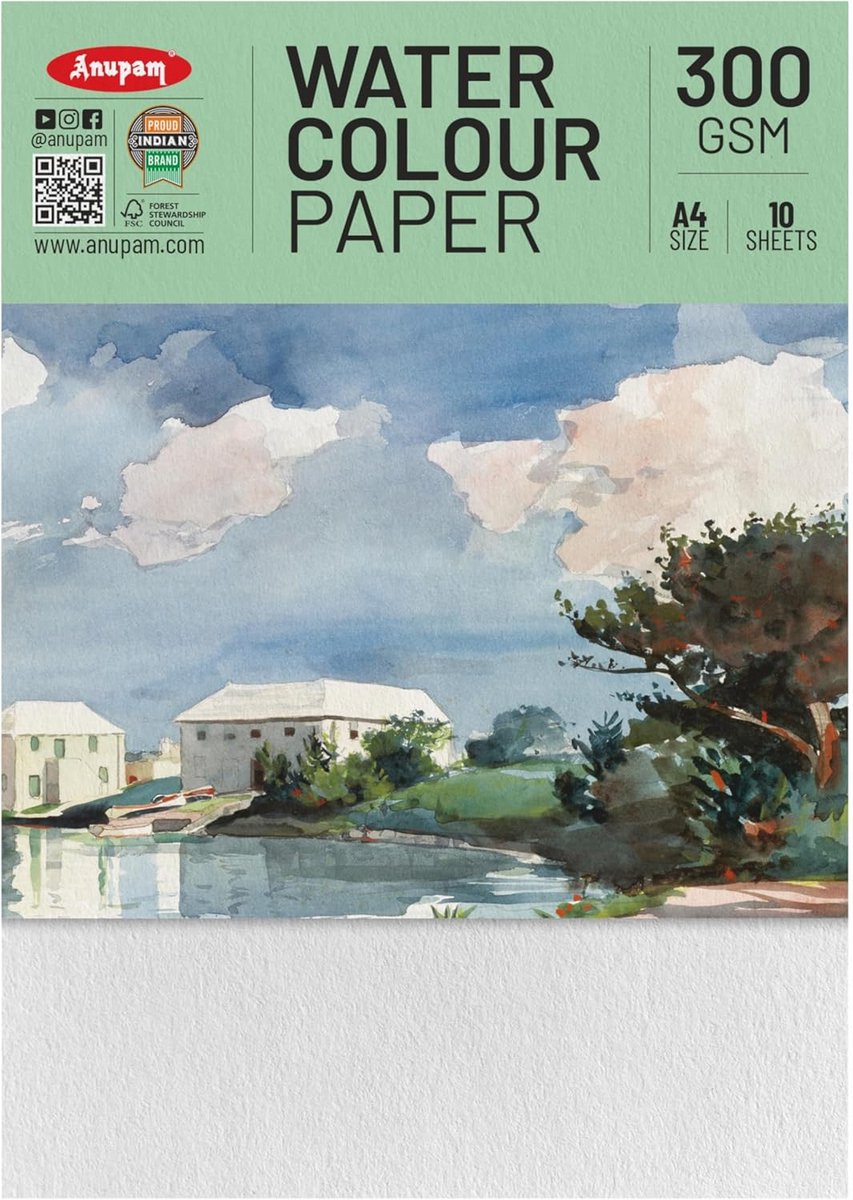 Aquarelpapier 300 g/m² Koud Pers pH Neutraal Zuurvrij - Losse Vellen voor Natte Technieken