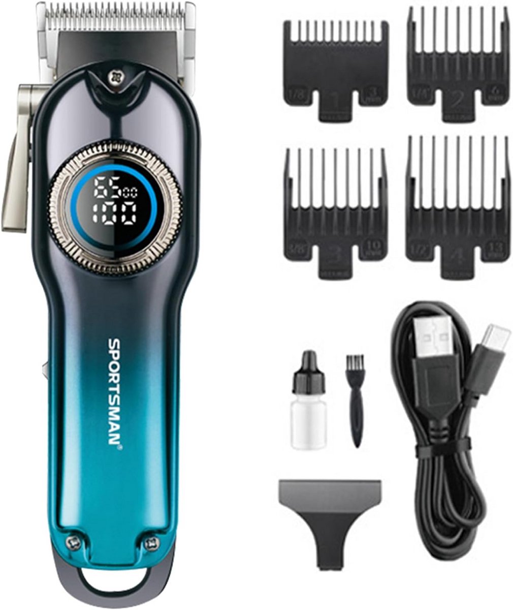 Draadloze Elektrische Haarknipper met Krachtige Motor en Digitaal LED-Display - USB Oplaadbaar met Lange Accuduur