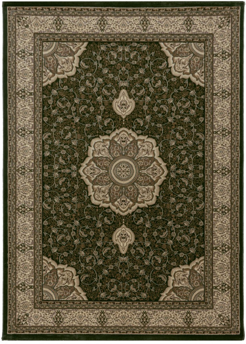 Kashmir – Klassiek Vloerkleed – Medallion – Groen/Beige – 200x290 cm