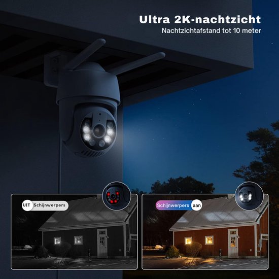 Zyrex® Camerabewaking Draadloos - Camera - Beveiligingscamera Draadloos Buiten - Wit - 17cm x 9cm x 16cm van Merkloos — afbeelding 5