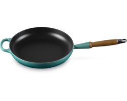 Le Creuset Gietijzeren Koekenpan met houten handvat Ø 28 cm / 2,6 Liter Blue Riviera
