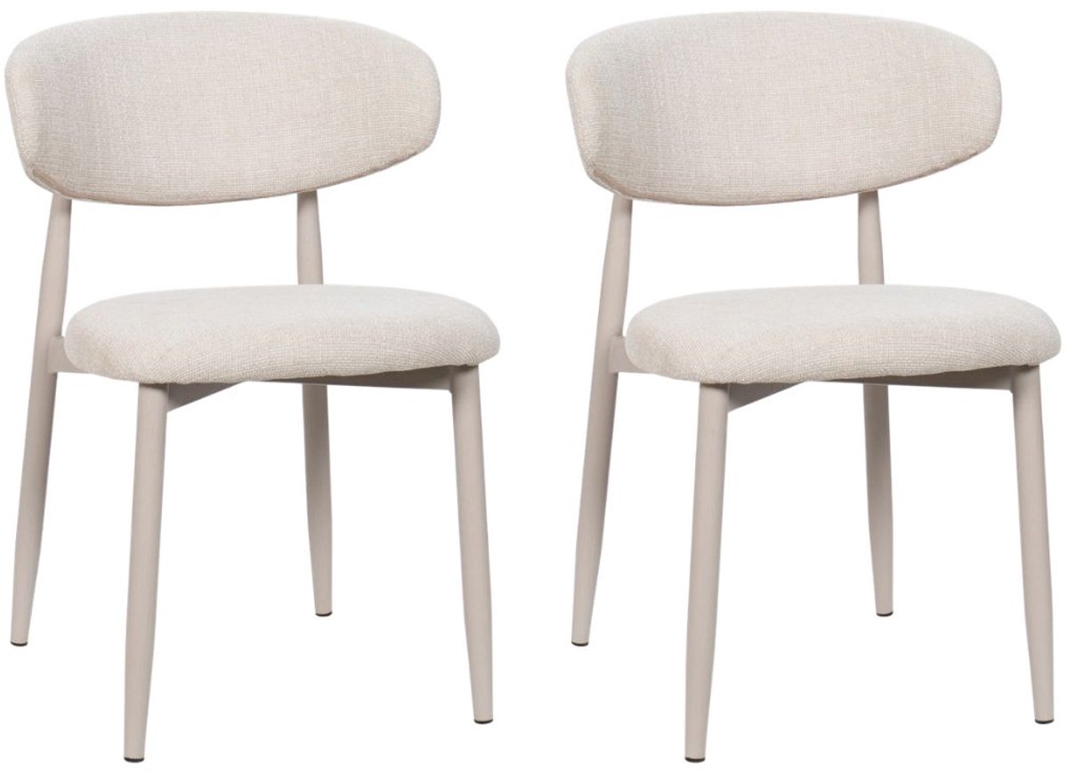 Giga Meubel Eetkamerstoel Alexia - Beige/Beige - Set van 2