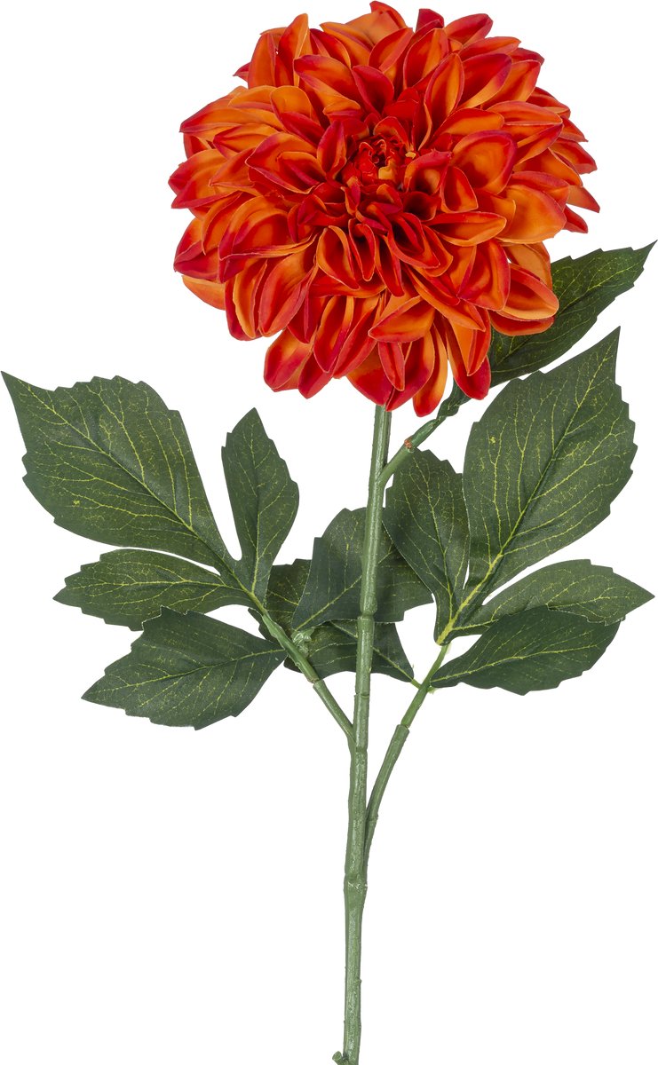 Easyplants | Kunstbloem Dahlia Real Touch Oranje 72 cm | Zijde | Nepbloemen | oranje | Onderhoudsvrij | Kant-en-klaar