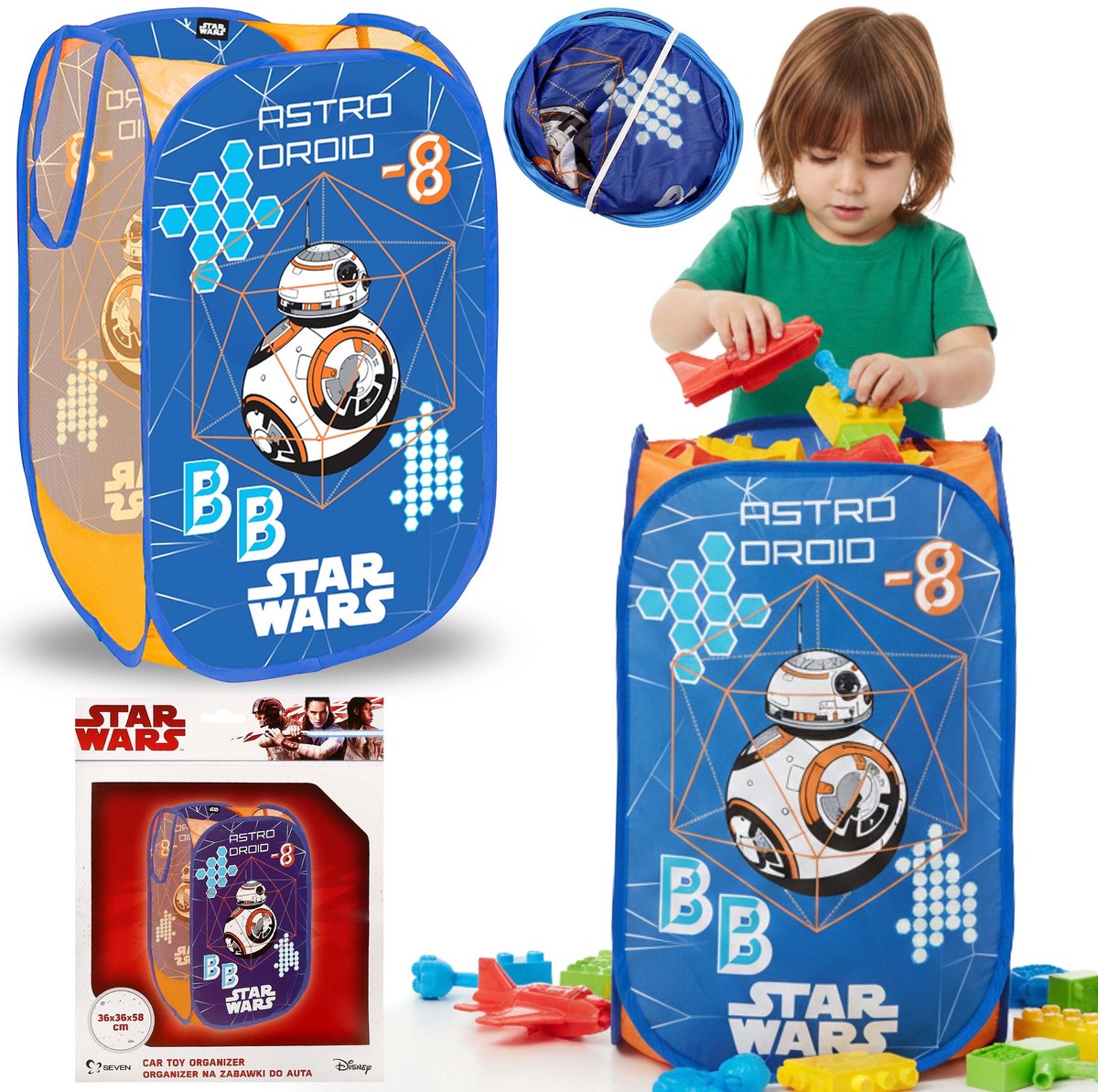 STAR WARS BB8 Opvouwbare speelgoedmand, opbergmand voor de kinderkamer, ruim 70L