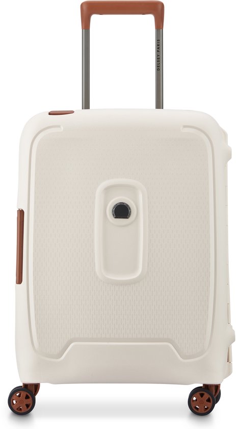 Delsey Moncey 55 cm Handbagage Koffer – 36 Liter – 3-Puntssluiting – TSA Slot – Waterbestendig – 4 Dubbele Wielen – Angora - Creme