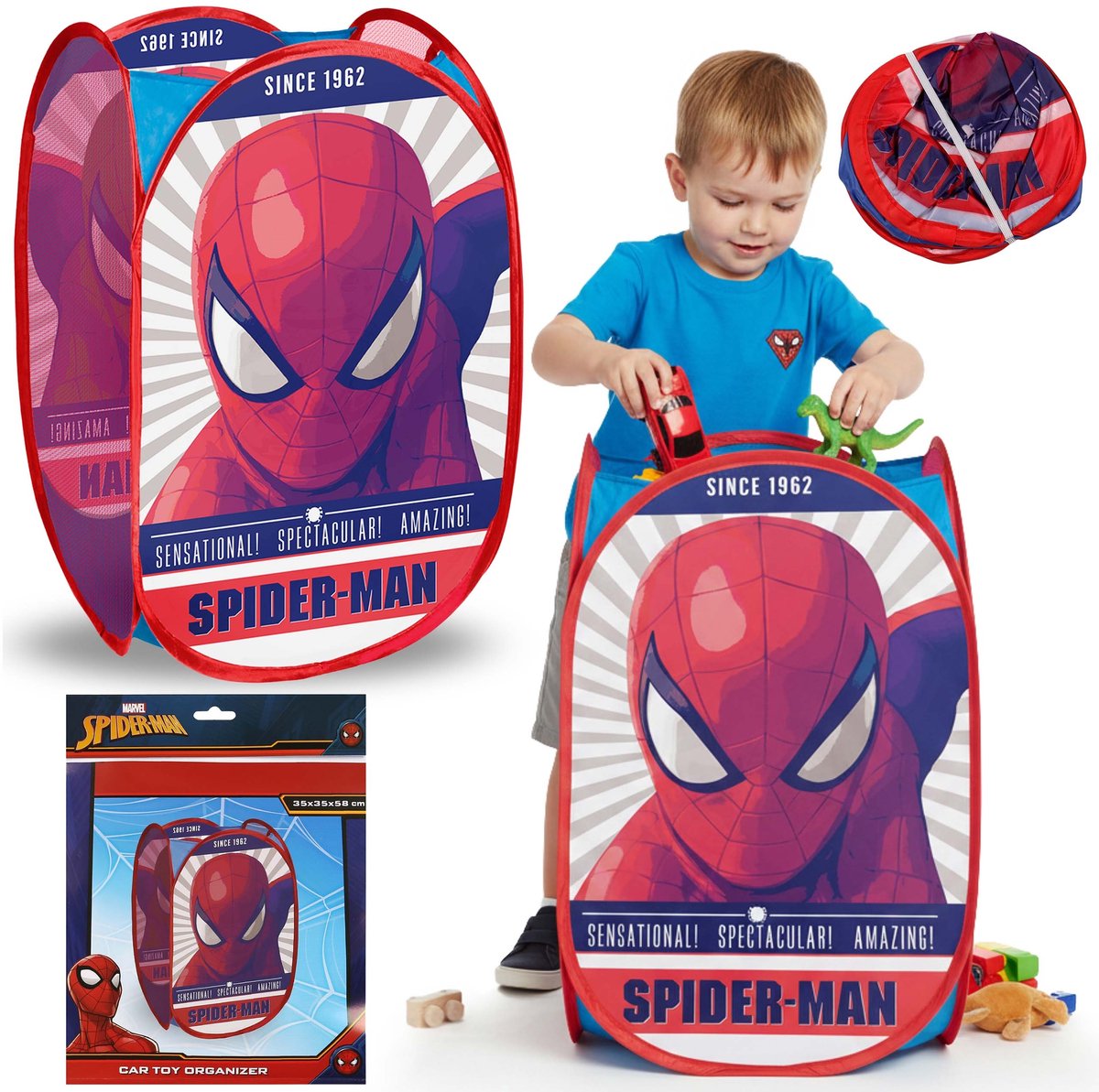 MARVEL Spider-Man Opvouwbare speelgoedmand, opbergmand voor de kinderkamer, ruim 70L