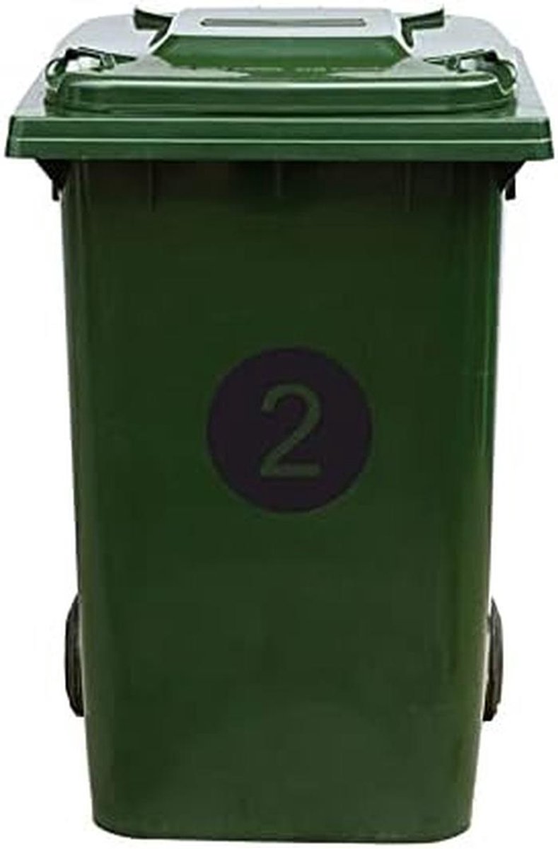 Afvalcontainer Sticker Nummer 2 - Weerbestendige Kenmerksticker Rood 17x17 cm