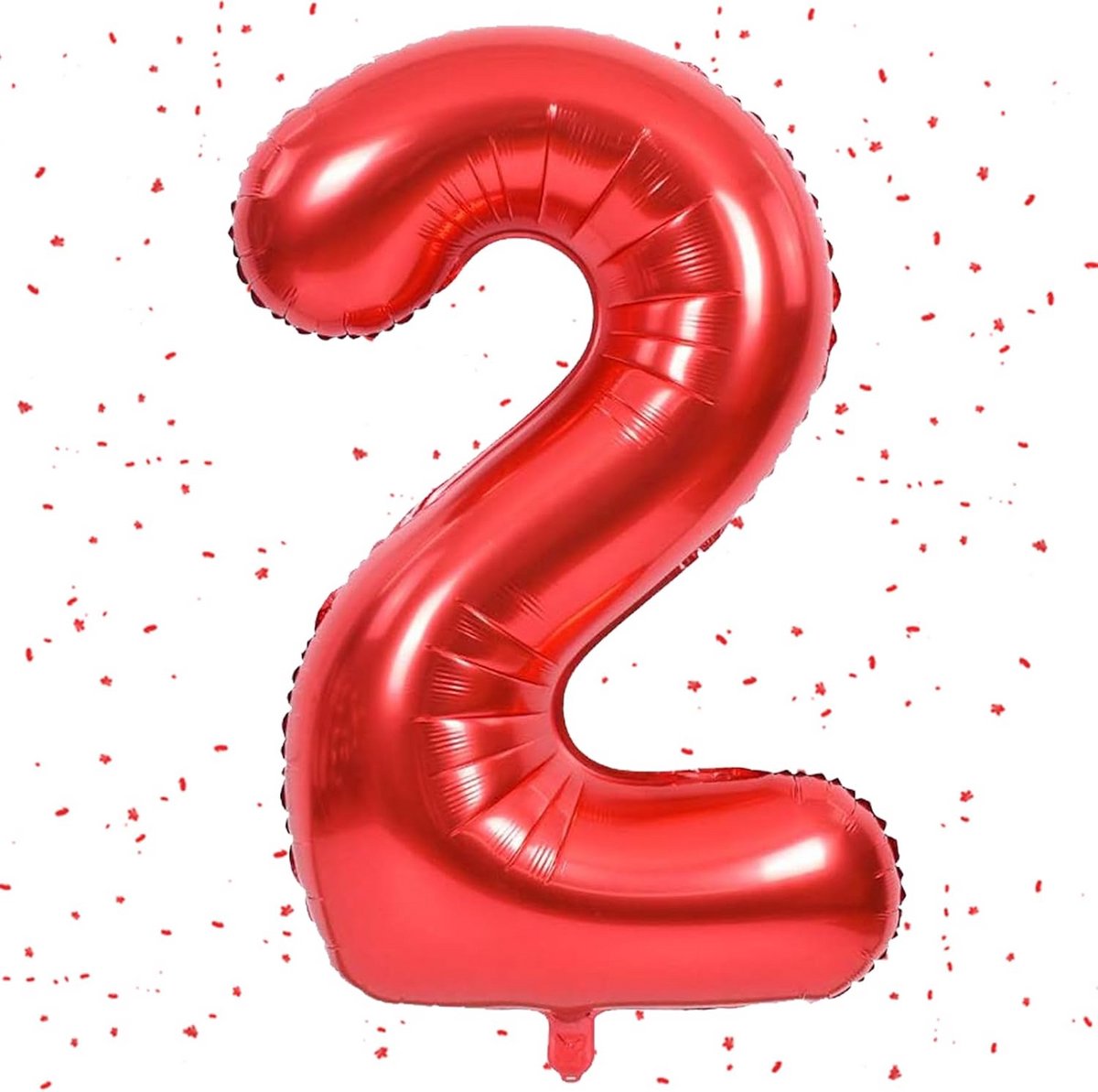 Grote Rode Folieballon Cijfer 2 voor 2e Verjaardag - Helium Geschikt