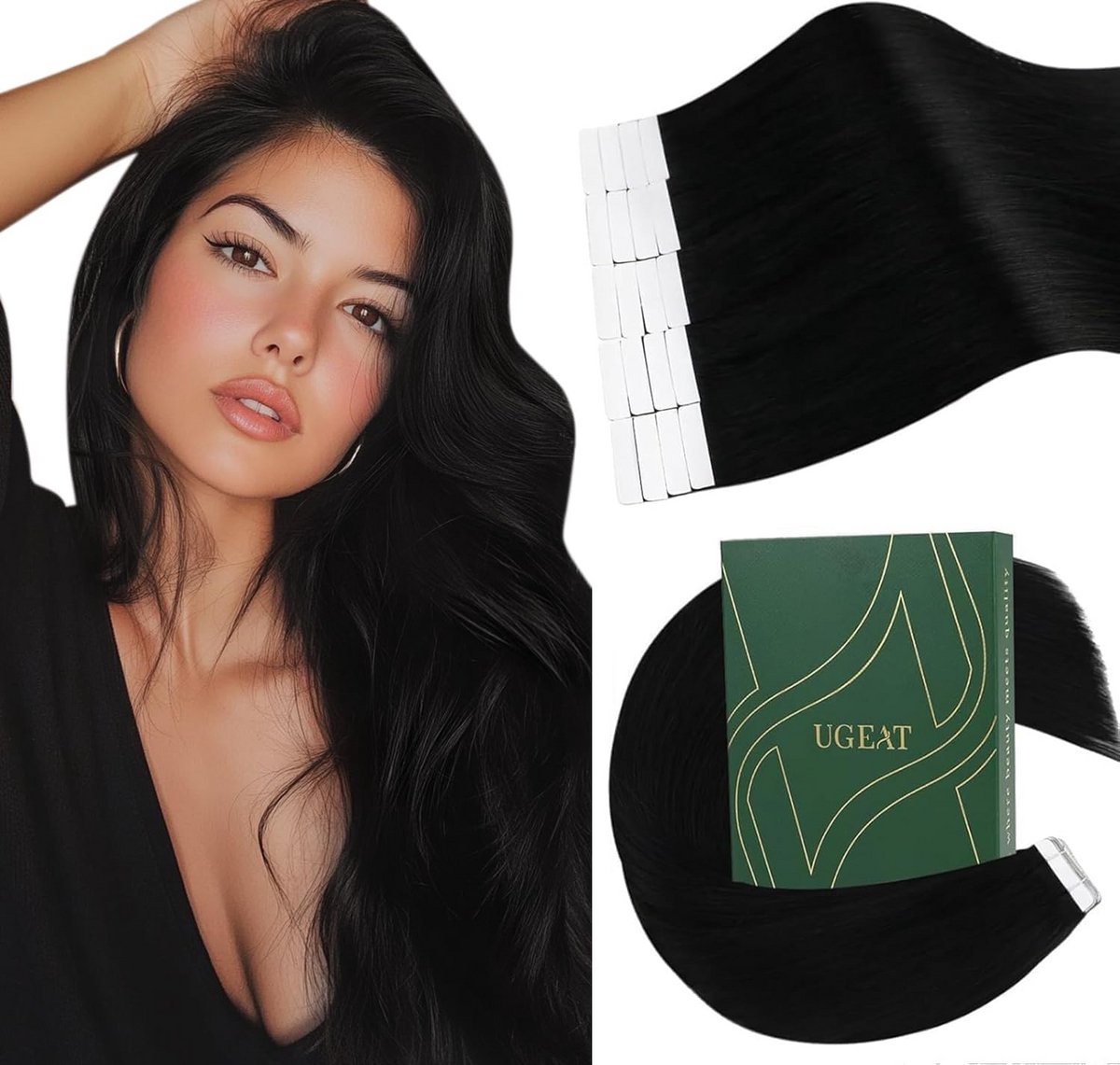 Tape In Haarverlenging Echt Haar Zwart 30cm - Onzichtbare Extensions