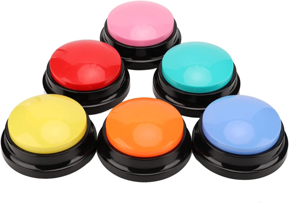 Zyrex® Praatknop voor honden – 6 Opneembare Dogbuttons – Hondenspeelgoed – Meerkleurig - 24cm x 15cm x 11cm