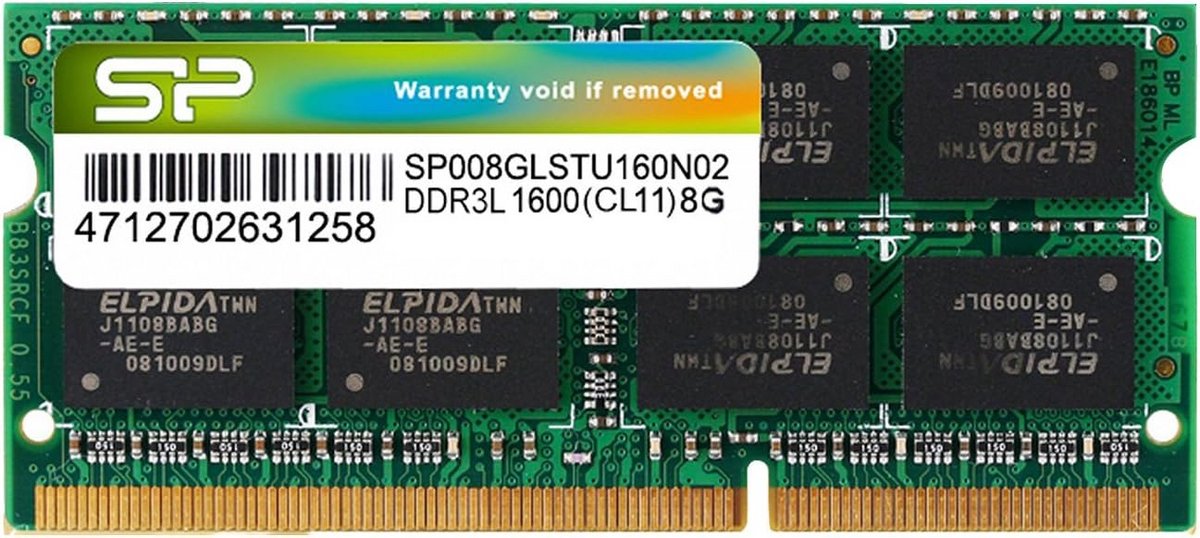 8GB DDR3L Laptop Geheugenmodule 1600 MHz