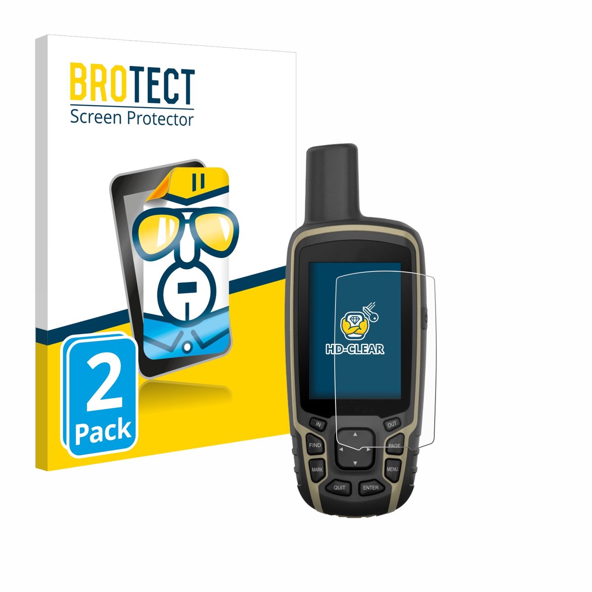 BROTECT - Screenprotector voor Garmin GPSMAP 65s - Folie Beschermfolie transparant 2 Stuks