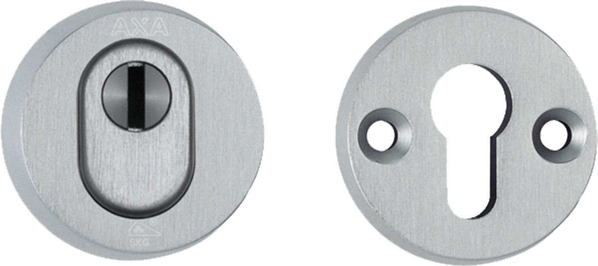 Axa Cilinderrozet Rond - Geschikt Voor Buitendeuren - Met Zelfstellende Kerntrekbeveiliging - SKG*** Keurmerk Voor Extra Inbraakwerendheid - Diameter 62 mm - Kleur Aluminium F1 - Per 1 Stuk