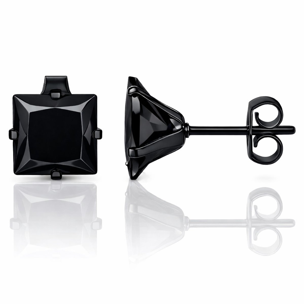 LGT Jewels Stud oorbellen Edelstaal Black Edition 6mm
