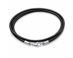 LGT Jewels leren koord ketting zwart 3mm-60cm