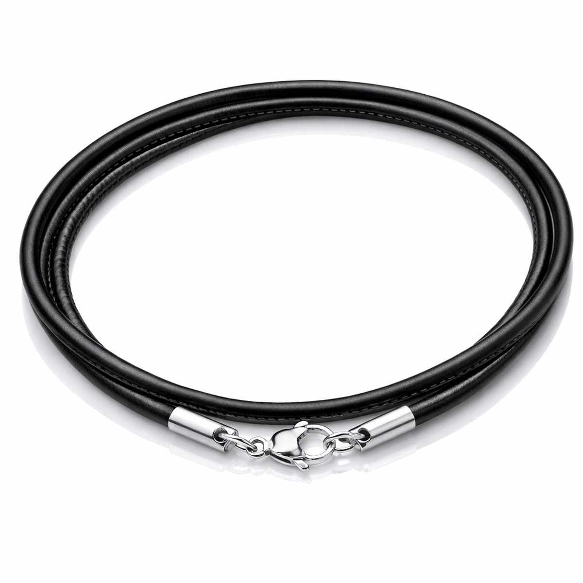 LGT Jewels leren koord ketting zwart 2mm-50cm