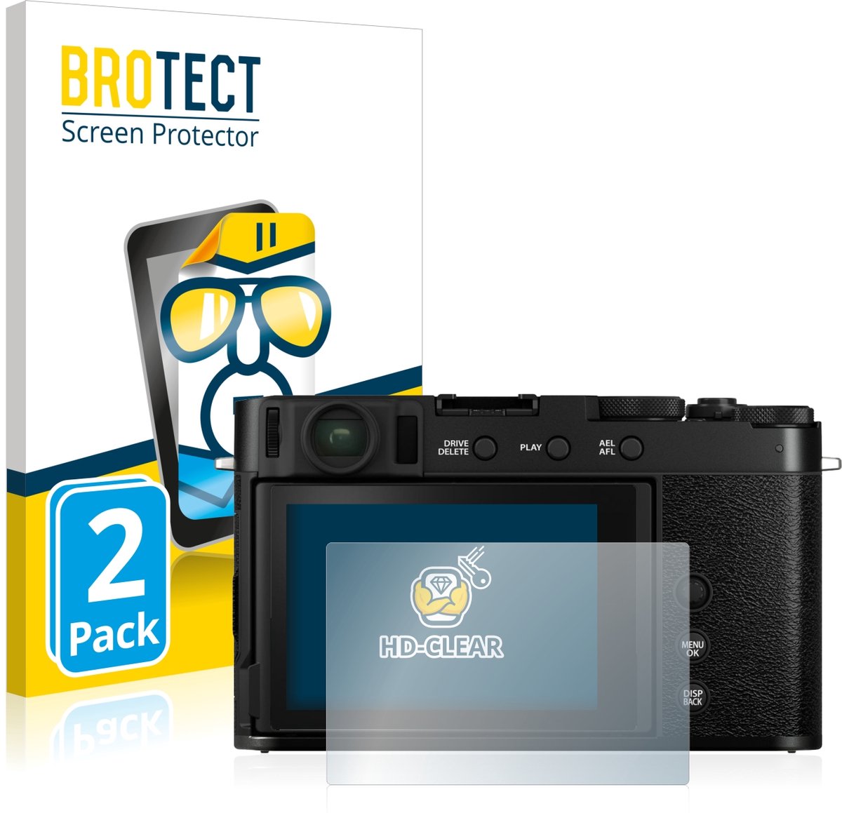 BROTECT - Screenprotector voor Fujifilm X-E4 - Folie Beschermfolie transparant 2 Stuks