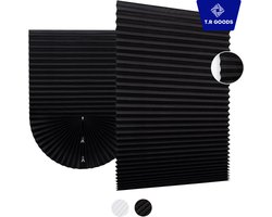 T.R. Goods Tijdelijke Plissé Gordijnen – Plak Raambekleding Zonder Boren – 122 x 204 cm – Goedkope Raamdecoratie – Zwart