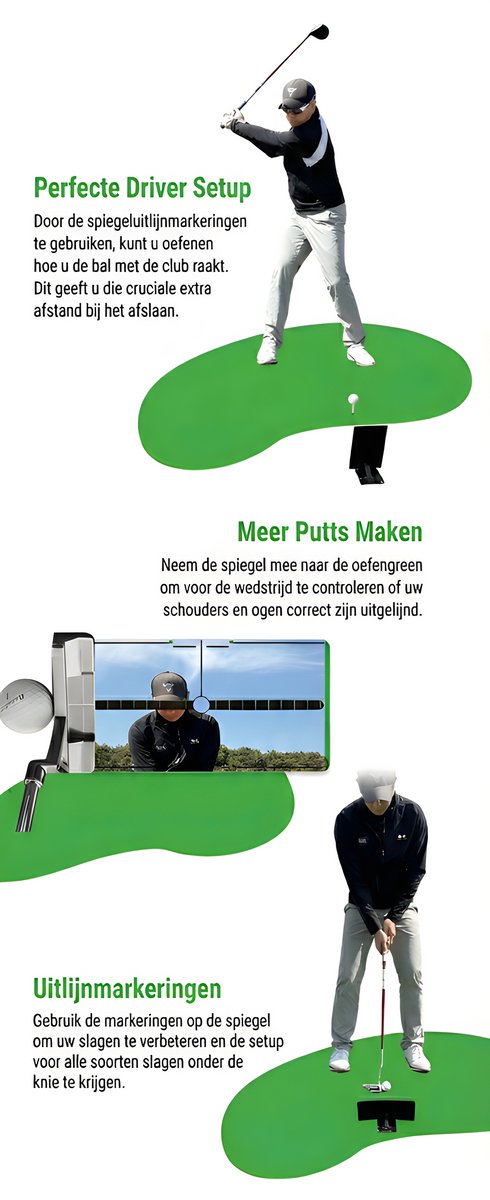 Stripe Trainings mirror, trainingsspiegel met alignment lijnen, Putting en Swing van Merkloos — afbeelding 2