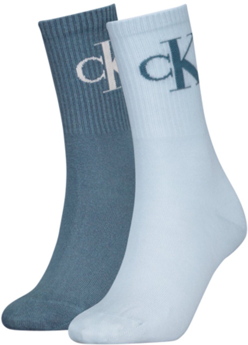 Calvin Klein Jeans Dames Sportsokken 2-Pack Monogram Combo Blauw