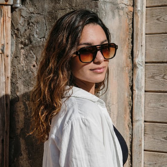 Wooda® Zonnebril Aviator - Zwart - Gepolariseerd - Wooda Tomani Black Marrón Degradé van Merkloos — afbeelding 4