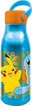 Pokémon Aluminium Drinkfles – 760 ml – Met rubberen draaglus – Sluit goed af – Drinkfles voor kinderen – Lichtblauw/Oranje