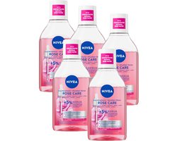 NIVEA Rose Care Micellair Water voor Gezicht & Ogen - met Bio Rozenwater & Serum - Cleanser - Make up Remover - Reinigingswater- Voordeelverpakking - 5x 400ml