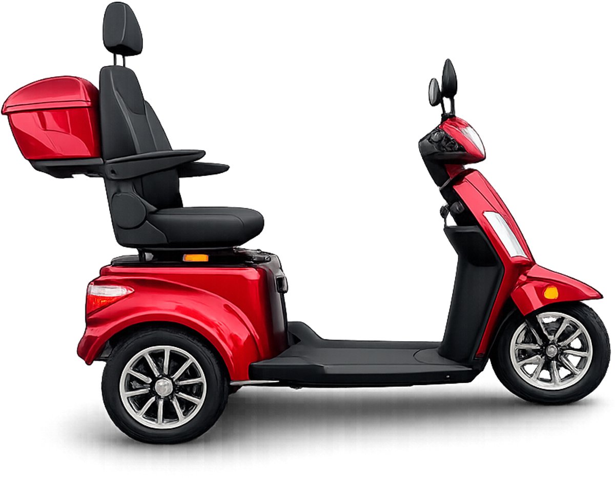 Retelli Liberta Tre - driewiel scootmobiel - Rood - met verstelbare comfort stoel - uitneembare lithium-accu - 60v20ah - GRATIS topkoffer & alarm - incl bezorging