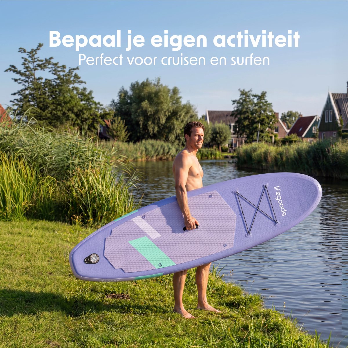 LifeGoods SUP Board Allround Compact - 120 KG Draagkracht - 300 x 76 cm - Opblaasbaar - Compleet SUP pakket - Paars – foto 3