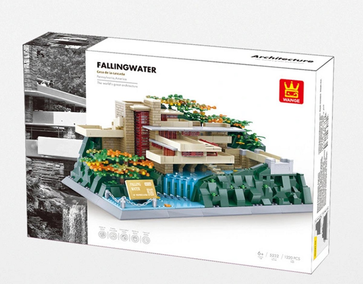 Fallingwater Villa Bouwset – Architectuur Model – 1220 Bouwstenen – Miniatuur Design Huis – Display & Cadeau