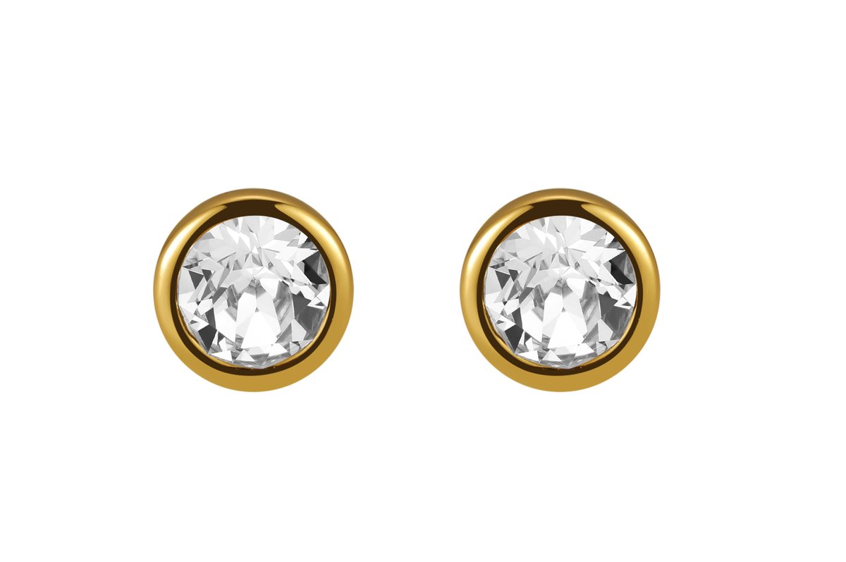 Di Lusso oorknopjes - Hoogwaardig messing - kristals 6mm - geelgoudkleurige plating