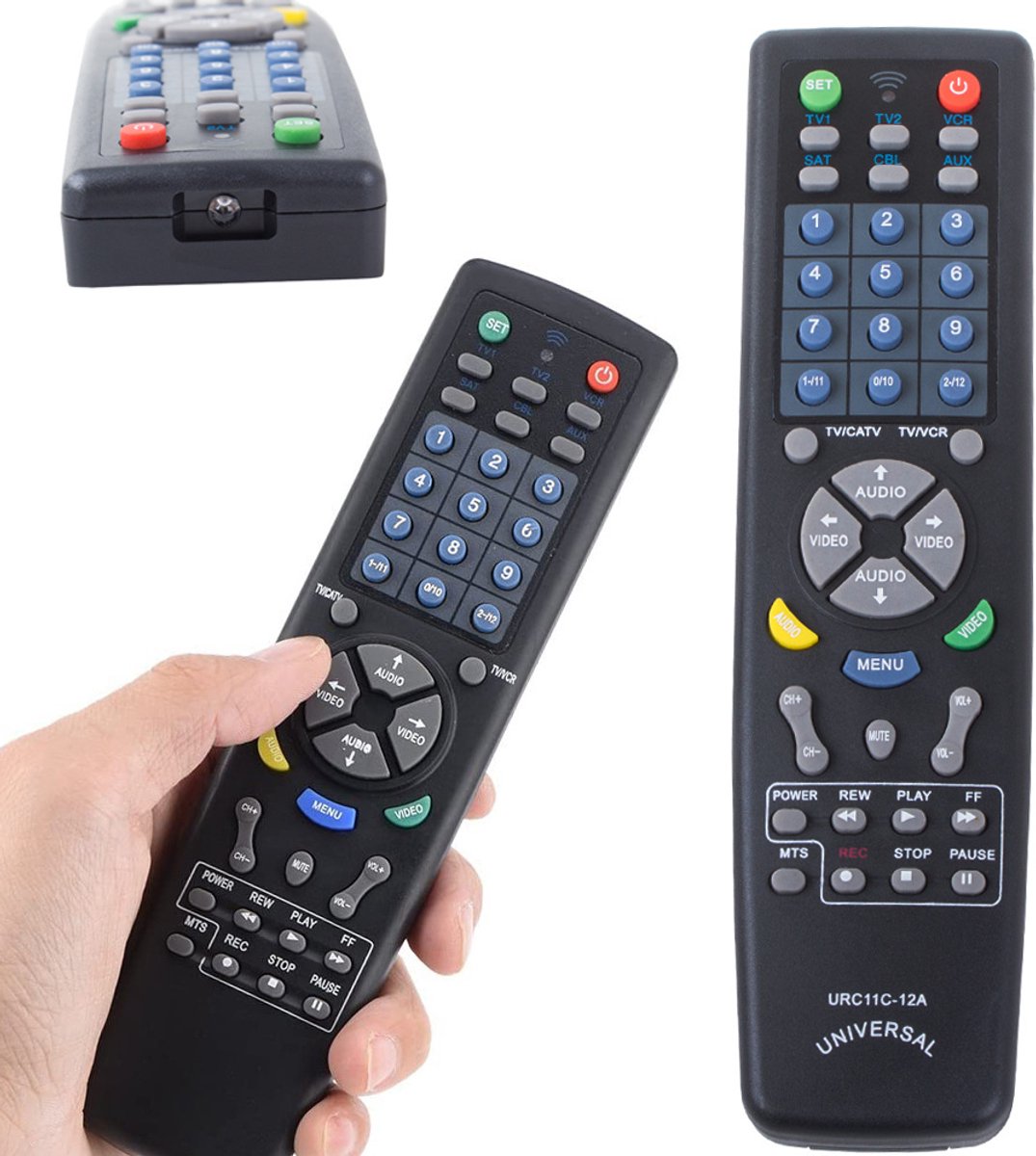 Universele Afstandsbediening - TV en Smart TV Remote - Multifunctioneel voor DVD VCR SAT CD AUX - Home Audio Video Controller - Werkt op 2x AAA - Zwart